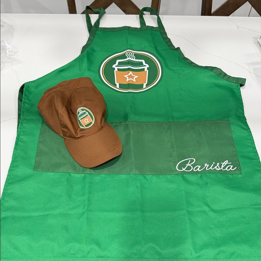 Barista Costume ; Apron and Cap Set (men or women)
